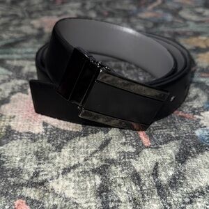 Sleek Black Belt with Silver Buckle